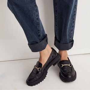 Madewell Bradley Hardware Lugsole Loafer Croc Embossed, 8.5